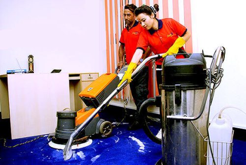 Staffs Cleaning the Carpet